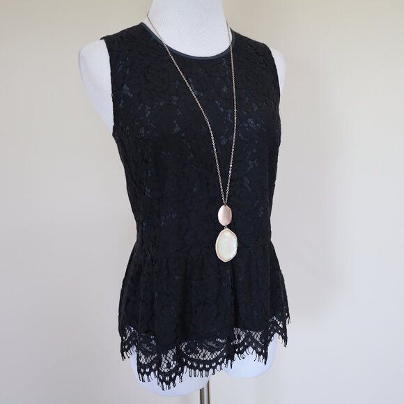 J. CREW Size 2 Black Lace Peplum Sleeveless Blouse Top Career Office - Picture 4 of 11